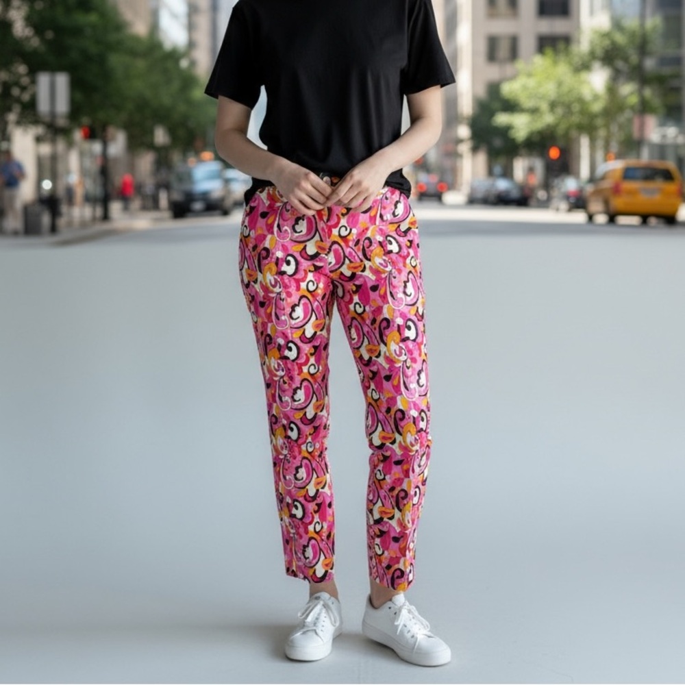 Zara NWT Retro Swirl Tapered Ankle Pants